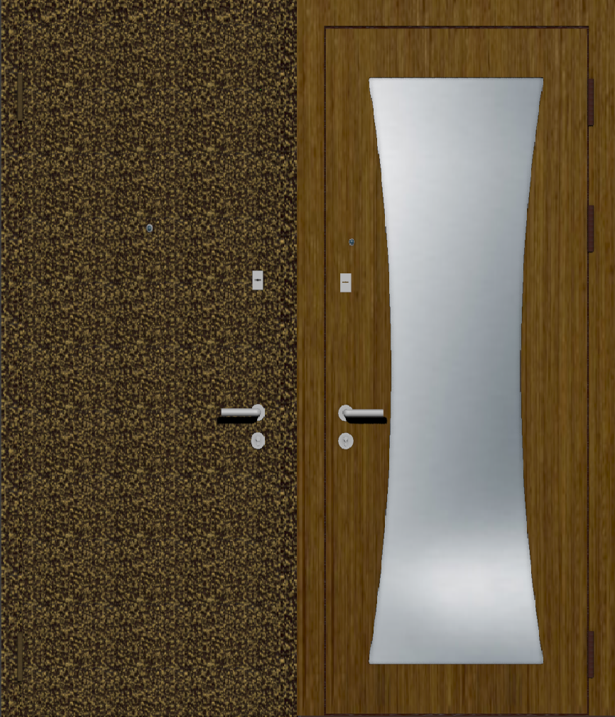 Стальная дверь порошковое напыление МДФ шпон с зеркалом